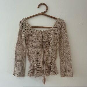 Vintage Crochet Lace Top - Beige